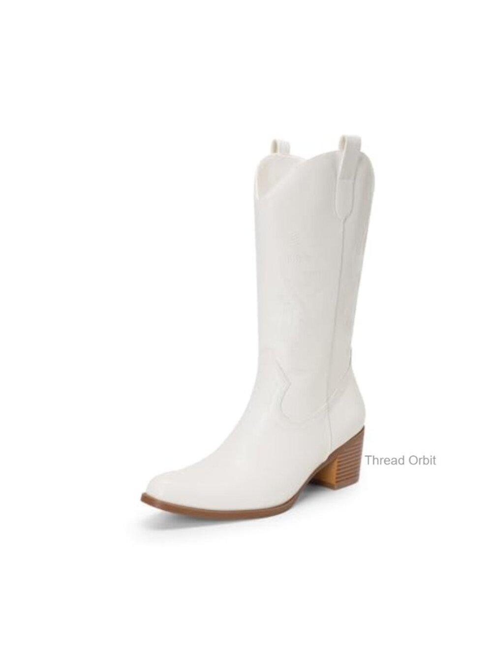 Women's Square Toe Western Boots Faux Leather Mid Calf Cowgirl Boots